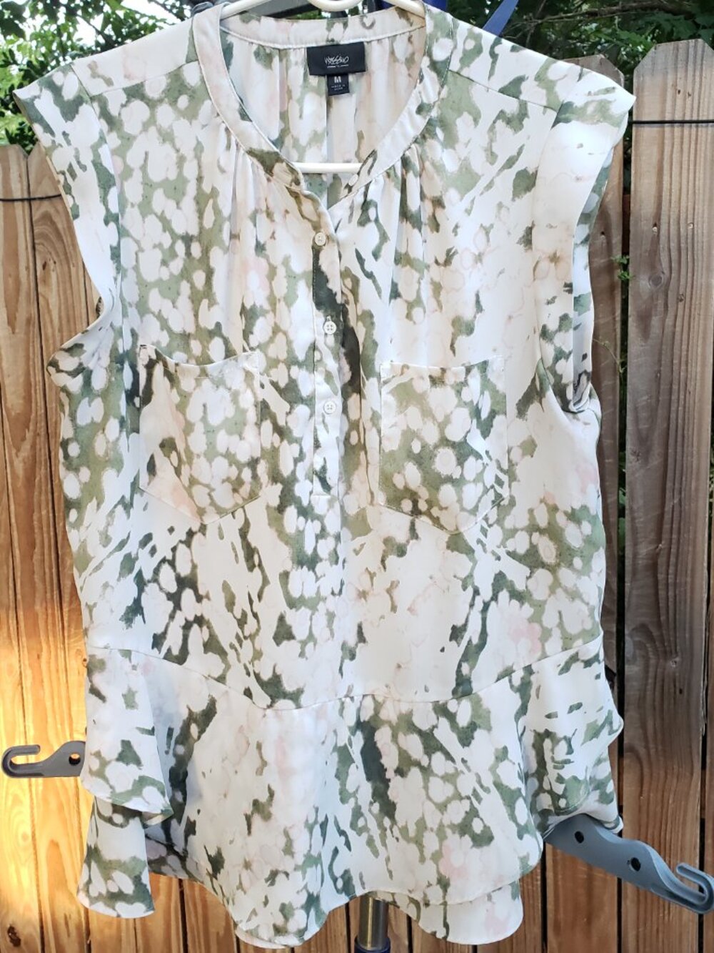 EUC MOSSIMO soft pastels colorway peplem tiered hemline (M) blouse